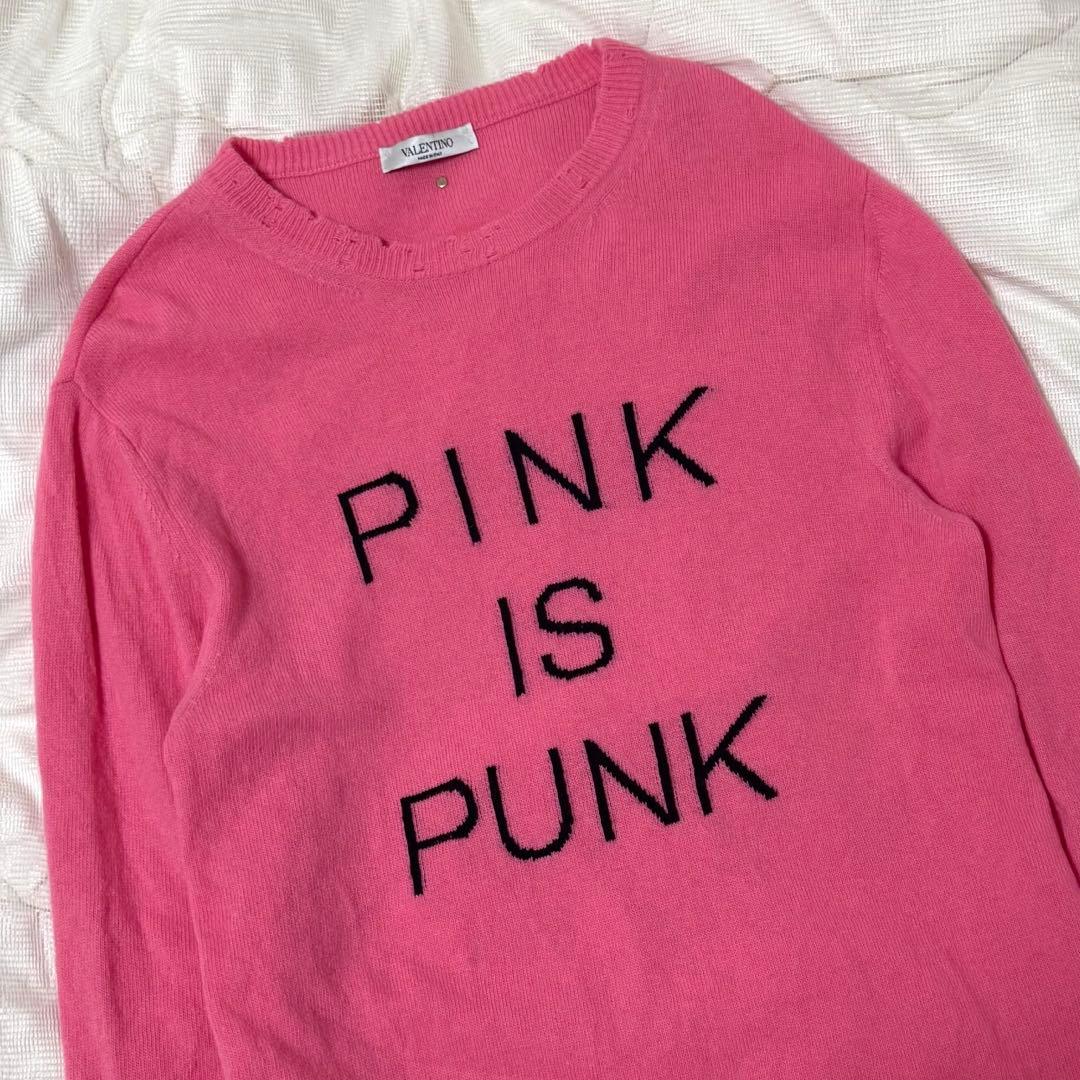 レア✨　VALENTINO Pink Is Punk カシミヤニット ダメージ