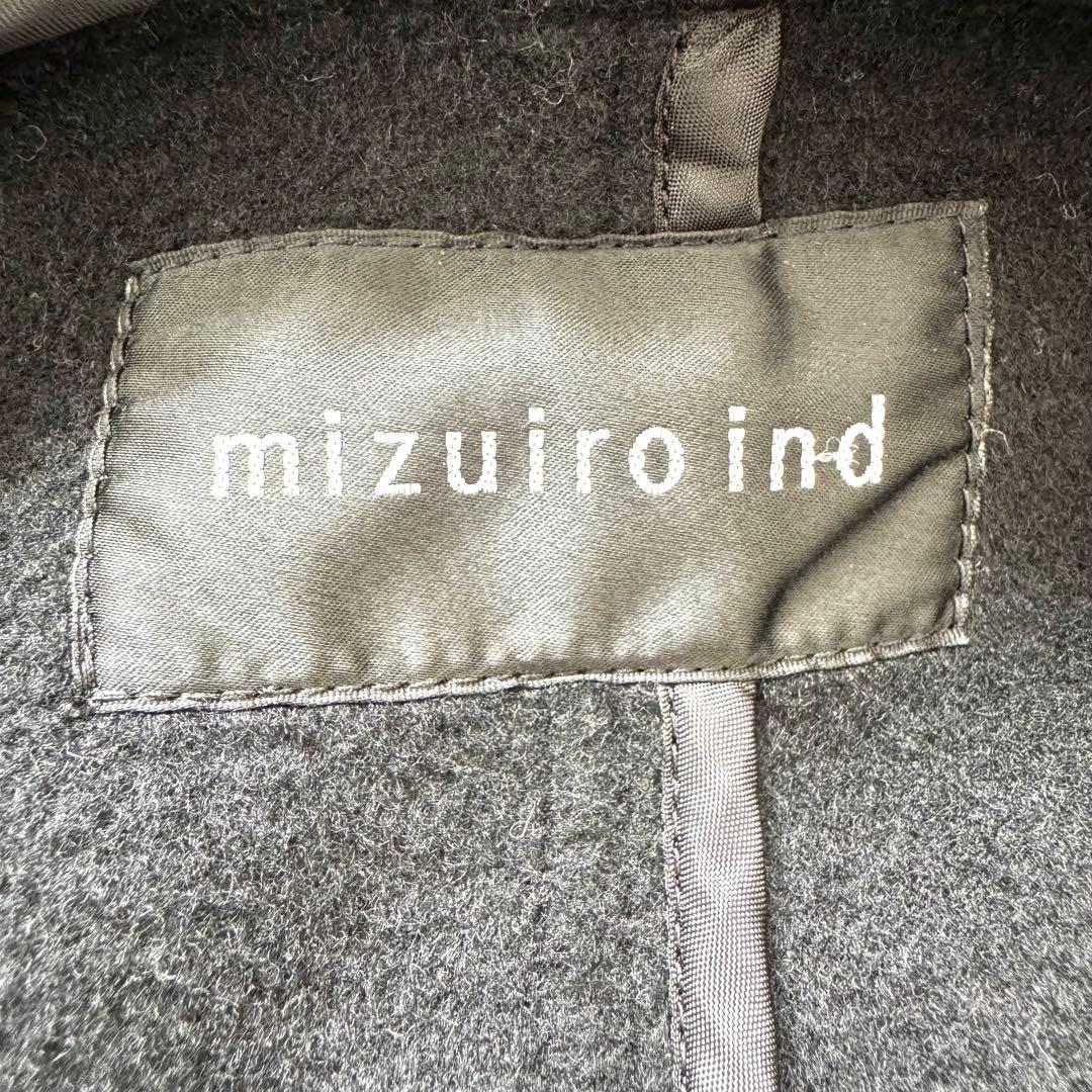 ミズイロインド ダッフルコート ダブルフェイス フード トグル マキシ丈 黒