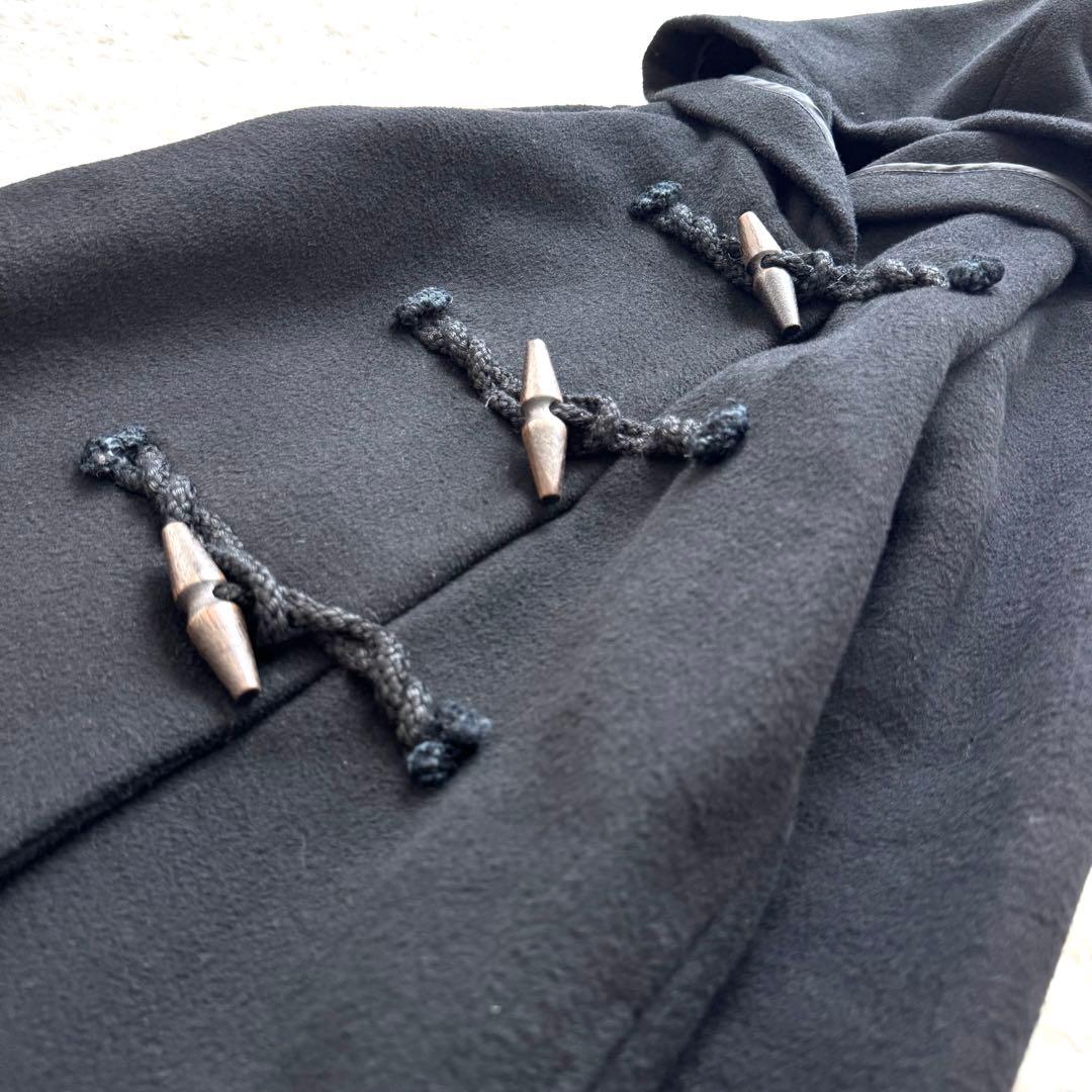 ミズイロインド ダッフルコート ダブルフェイス フード トグル マキシ丈 黒