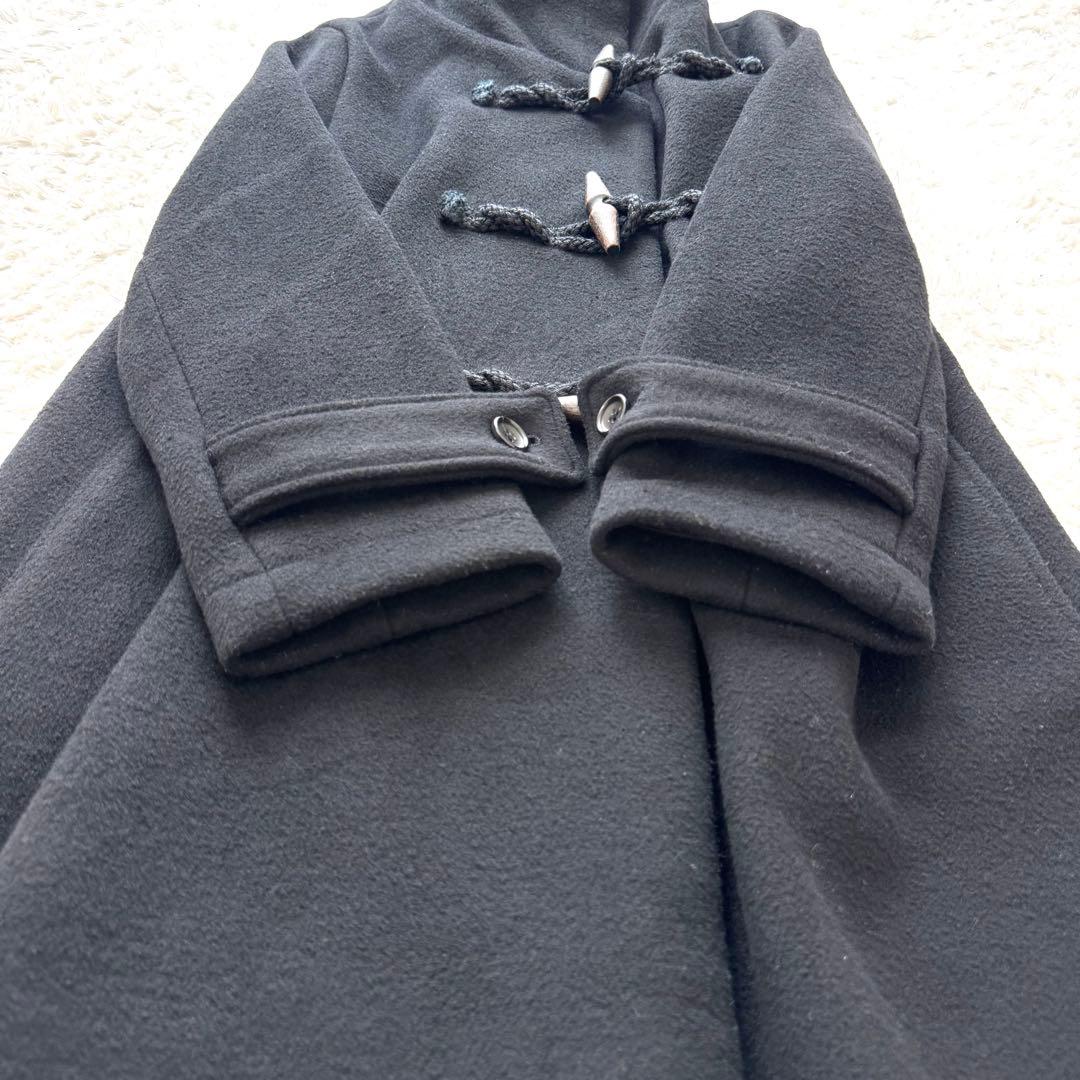 ミズイロインド ダッフルコート ダブルフェイス フード トグル マキシ丈 黒