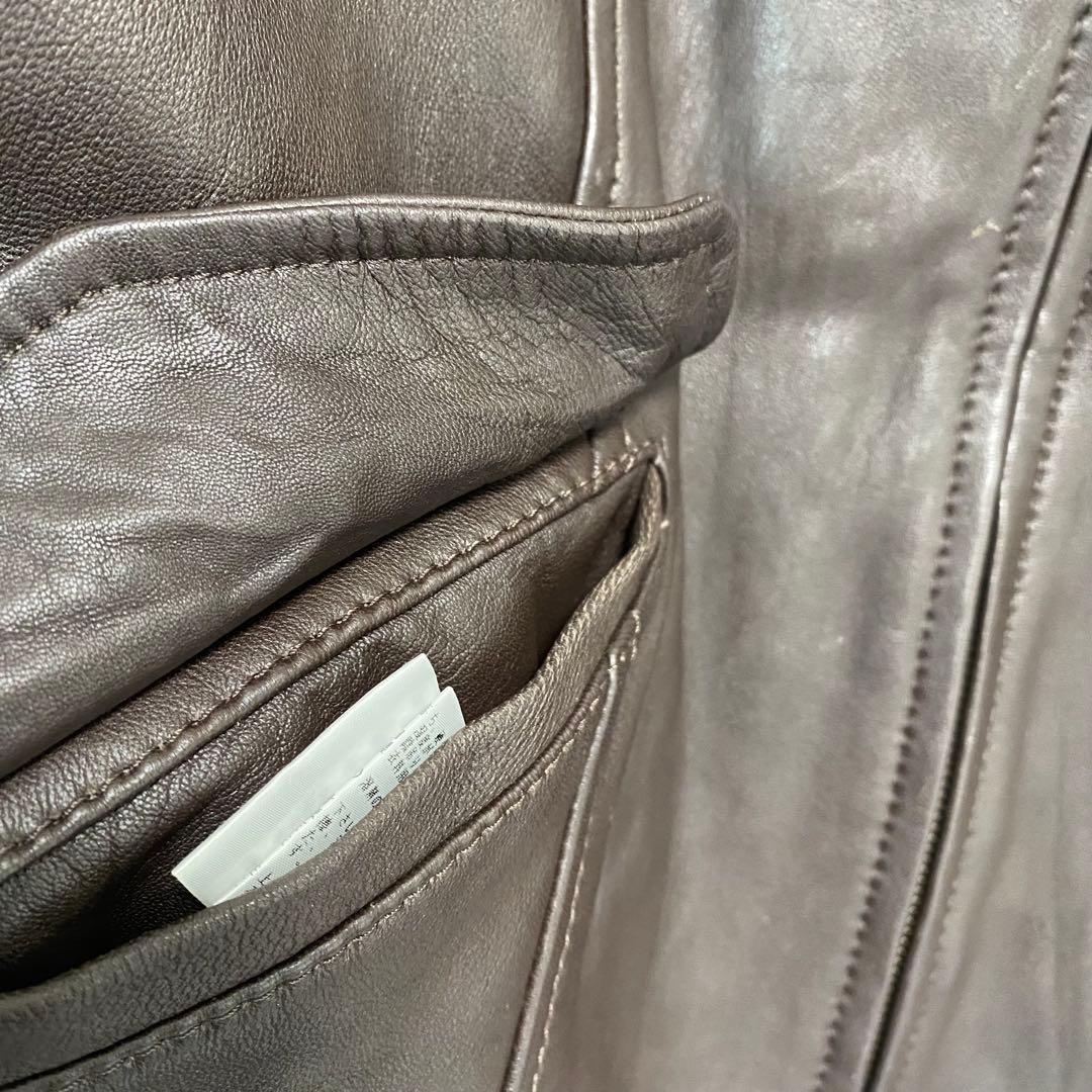 23区　 46サイズ　X L相当　羊革　ラムレザー　ジャケット　ダークブラウン