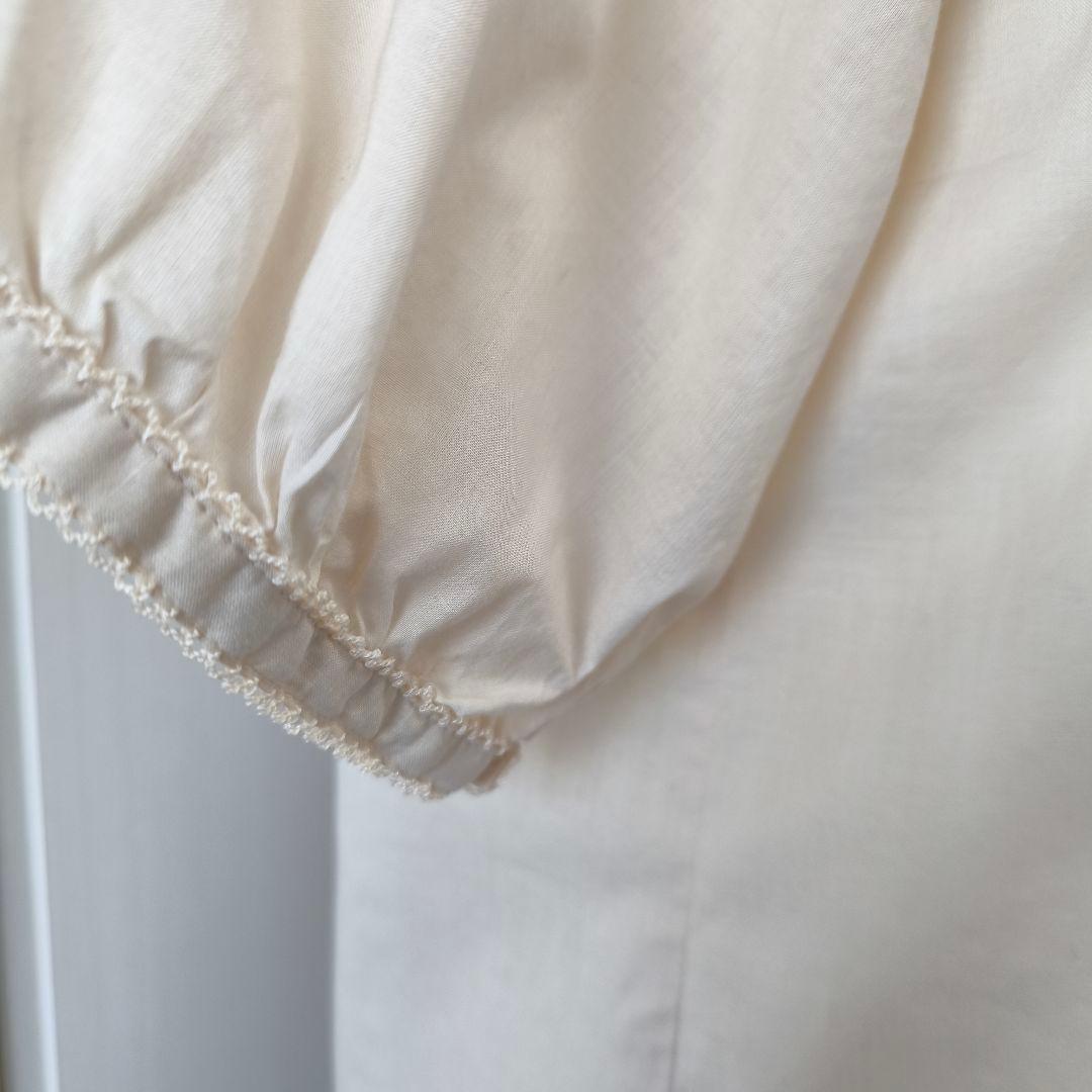 極美品　ピンクハウス ブラウス ピコフリル 半袖 リボン レース 刺繍　L