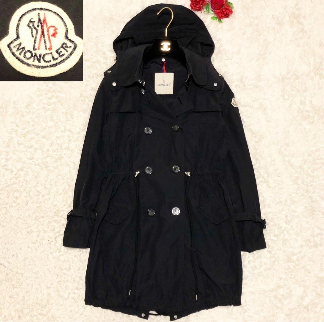 美品/希少 モンクレール TARIEC 刺繍ワッペン トレンチコート ブラック