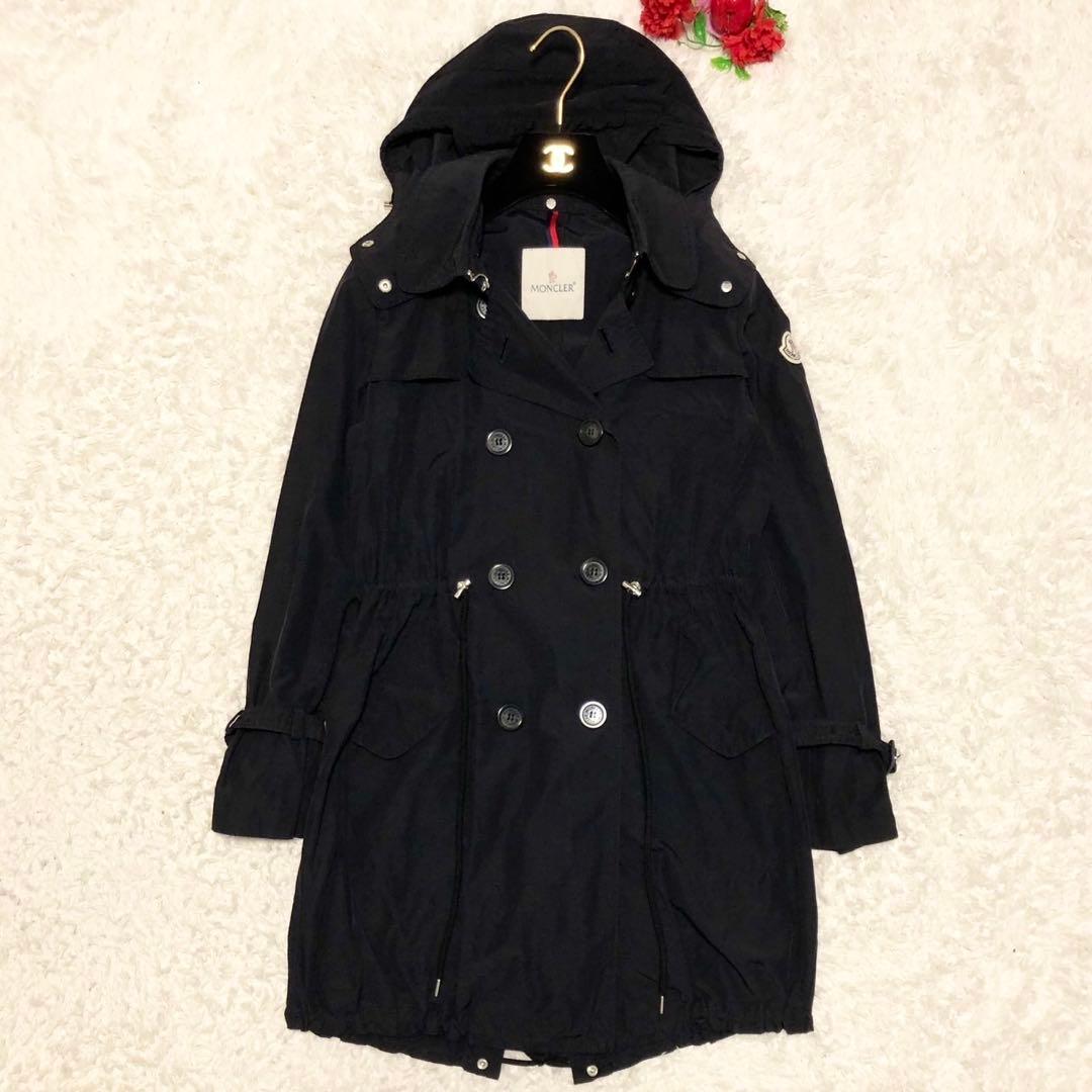 美品/希少 モンクレール TARIEC 刺繍ワッペン トレンチコート ブラック