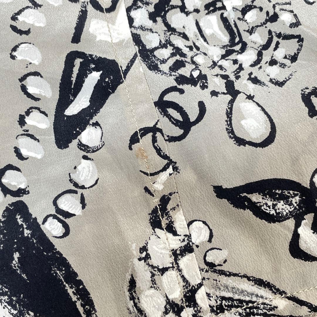 シャネル パールボタン カメリアココマーク総柄 シルク100% キュロットパンツ