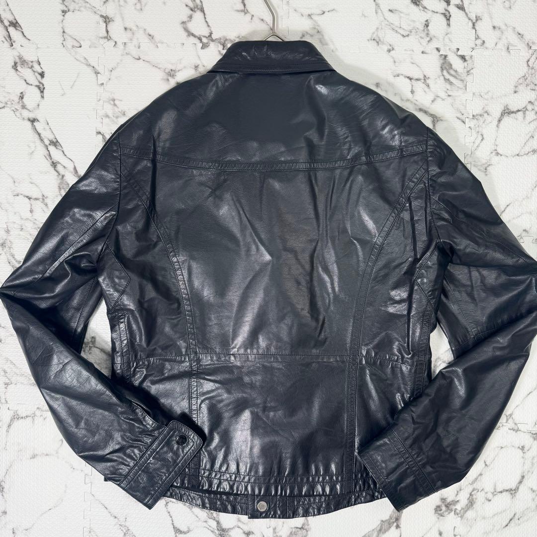 【極美品】グッチ　レザージャケット　ラムレザー　ライダース　スタッズ　裏地総柄