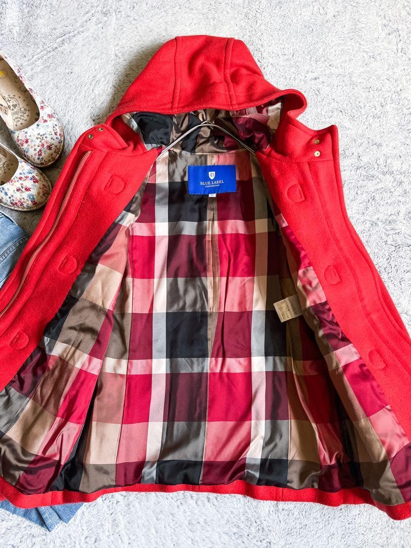 【ブルーレーベルクレストブリッジ】ショートダッフルコート 裏地CBチェック 38