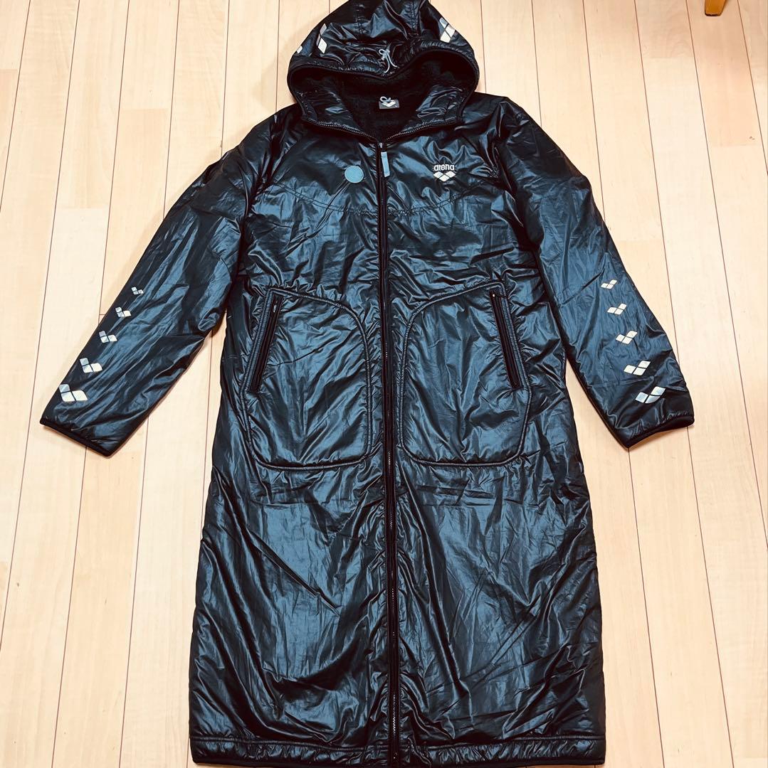 【週末セール！】アリーナ arena フード付 ベンチコート L ボア 水泳競泳