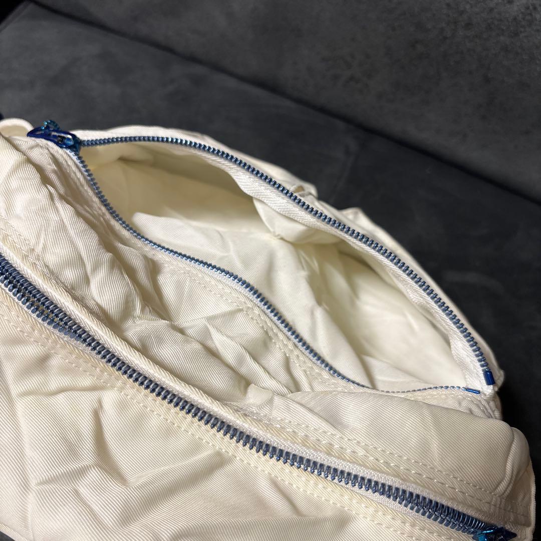 ポーター ウエストポーチ　RIDE 白　ブルー　近江ちぢみ