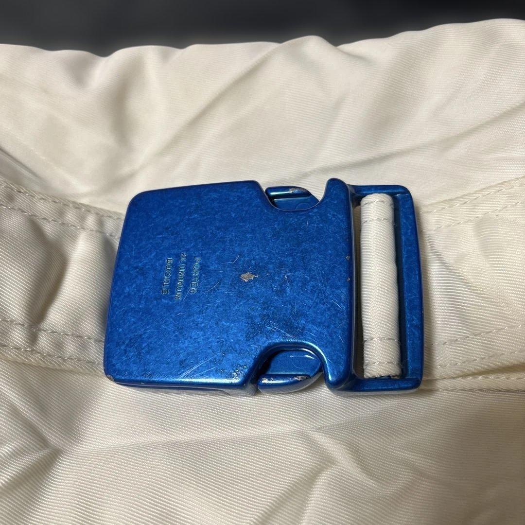 ポーター ウエストポーチ　RIDE 白　ブルー　近江ちぢみ