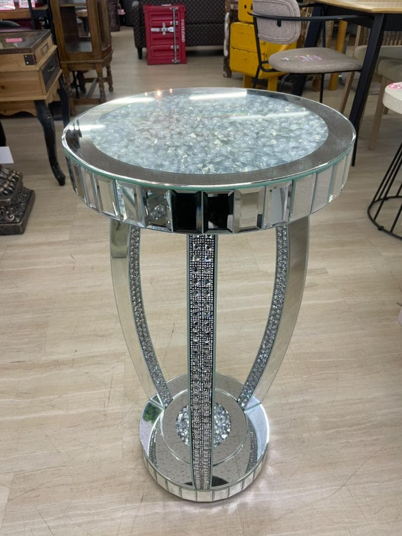 キラキラ　ミラー　スタンド　コラム　花台　飾り台　コレクション　置物　オブジェ