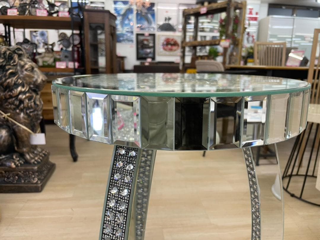 キラキラ　ミラー　スタンド　コラム　花台　飾り台　コレクション　置物　オブジェ