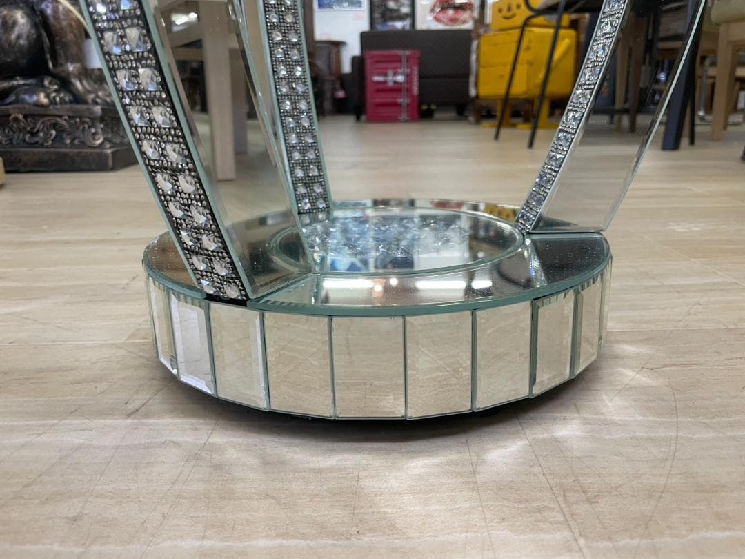 キラキラ　ミラー　スタンド　コラム　花台　飾り台　コレクション　置物　オブジェ