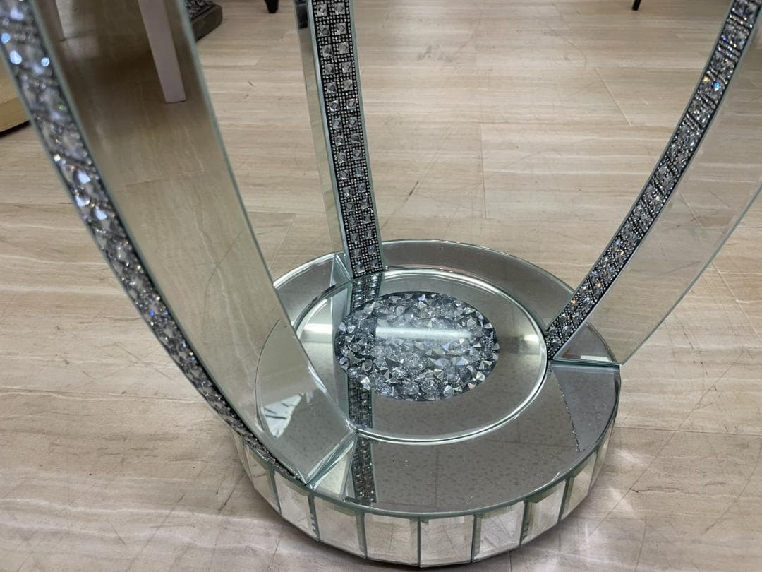 キラキラ　ミラー　スタンド　コラム　花台　飾り台　コレクション　置物　オブジェ