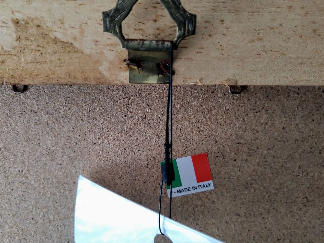 イタリア製 アンティーク八角ミラー・ 壁掛け 鏡・木製レリーフ鏡・クラシック