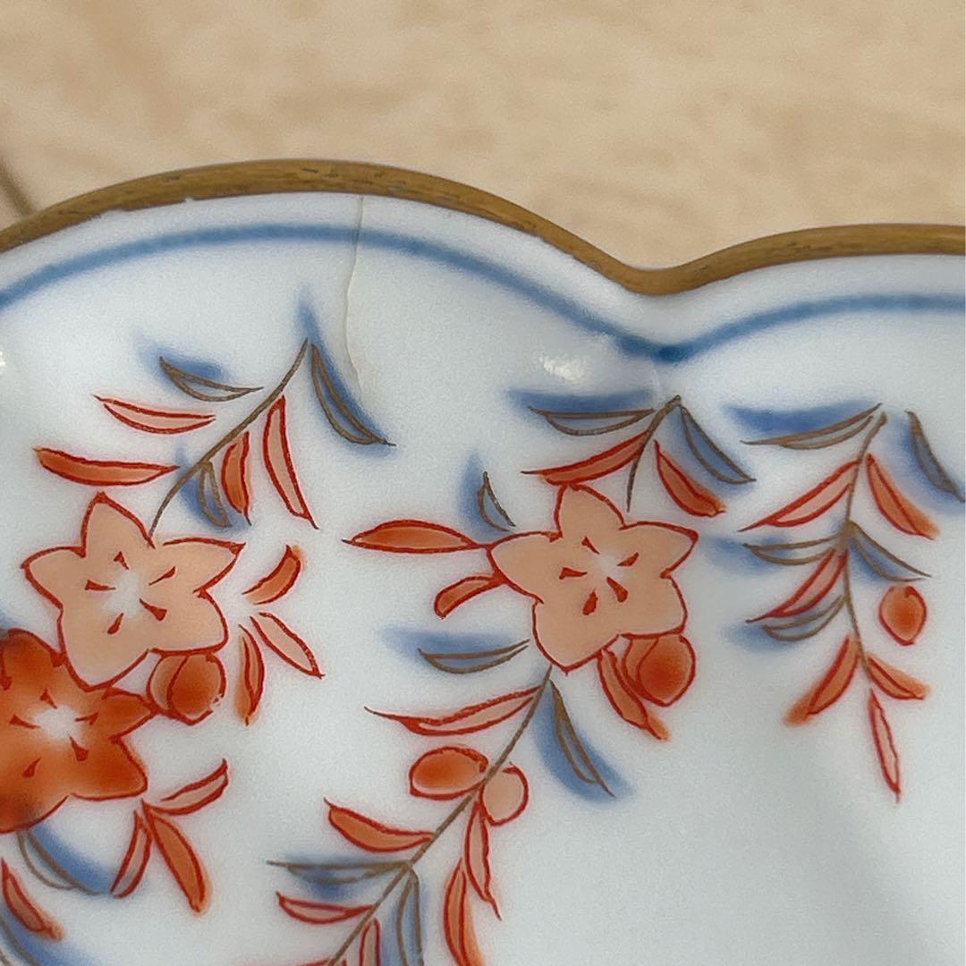 有田焼　賞美堂　其泉窯　君子文　大皿　金彩　楕円皿　盛皿　菊割皿　古伊万里　色絵