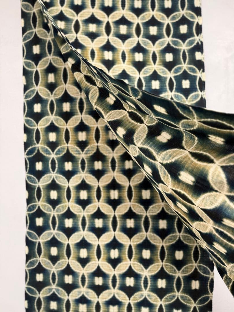 N希少「片野元彦」藍染絞り作家 有松鳴海絞り 天然藍染古布 大阪民藝館出品布