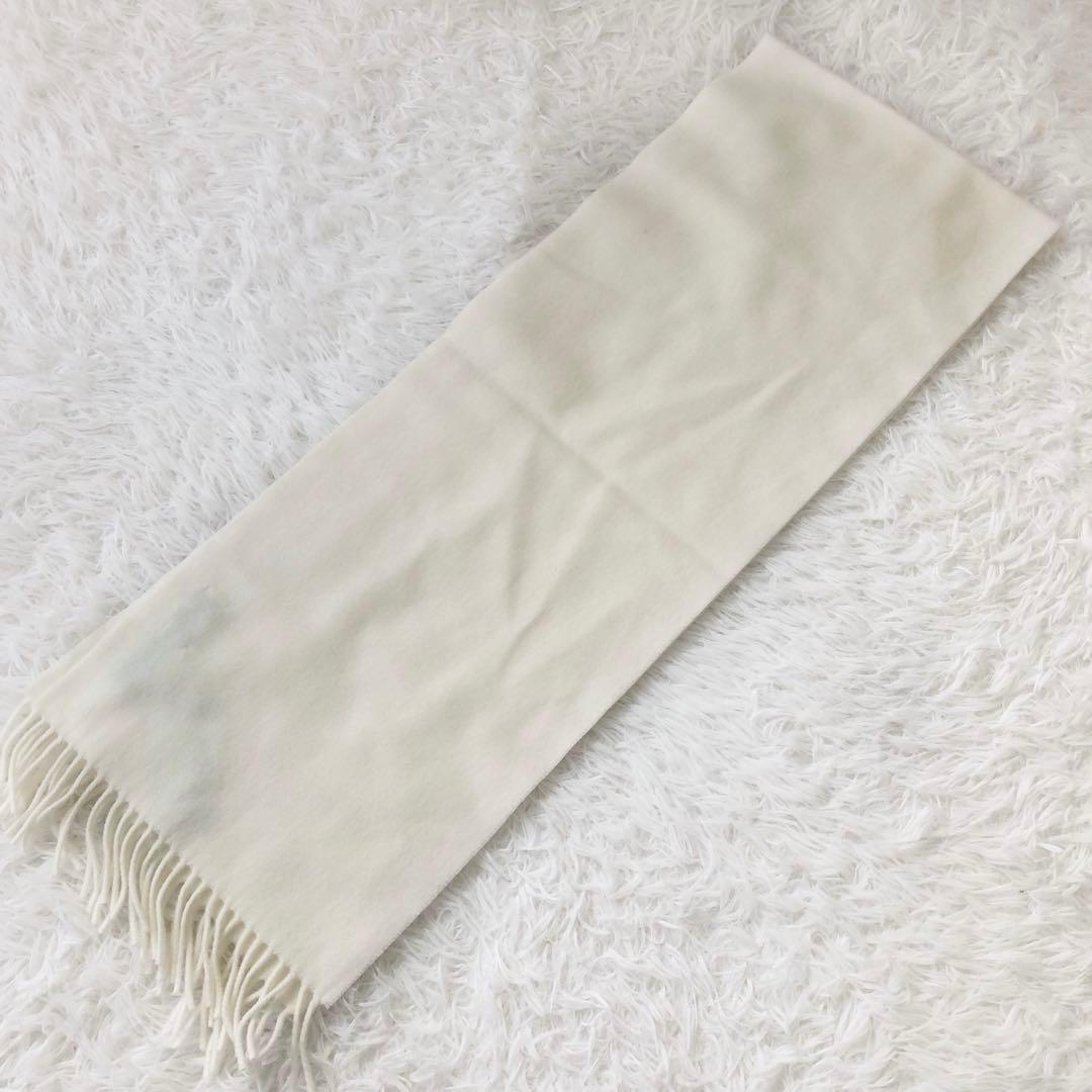 新品未使用 ヴィヴィアンウエストウッド ウールマフラー ロゴ刺繍 フリンジ 白