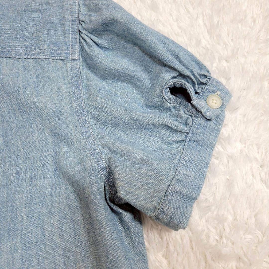 ポロラルフローレン パフスリーブウォッシャブルデニムシャツ 刺繍ロゴ