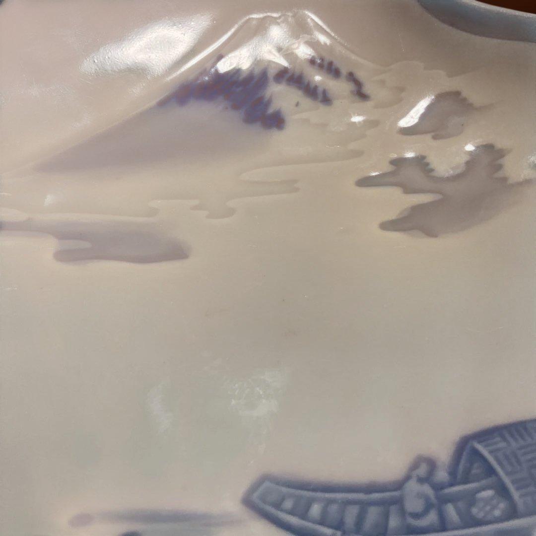 富士山と舟の貝殻型皿、オキュパイドジャパン時代