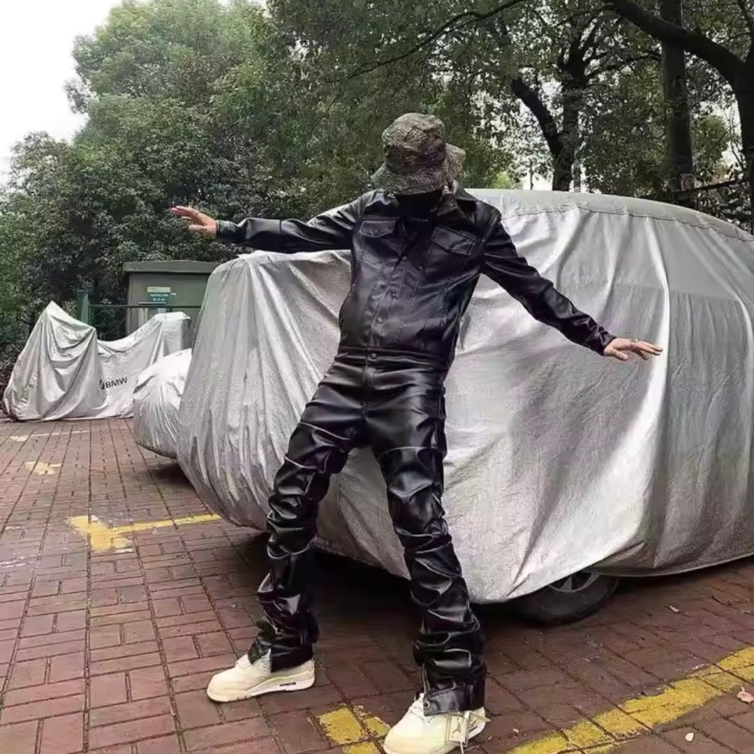 ★レザーパンツ★フレアパンツ ブラック モード ストリート y2k opium