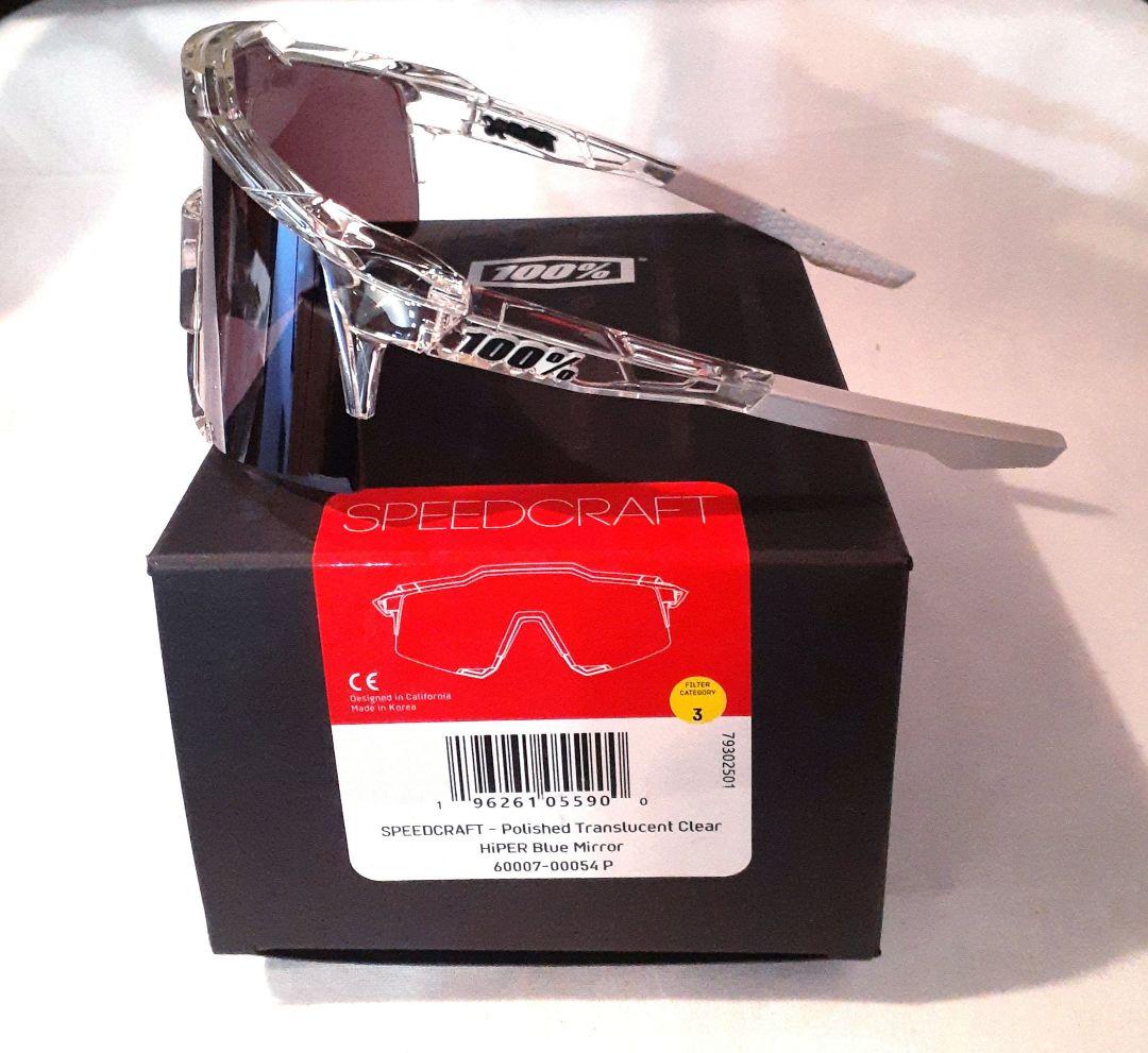 100% SPEEDCRAFT クリア ブルー ワンハンドレッド サングラス