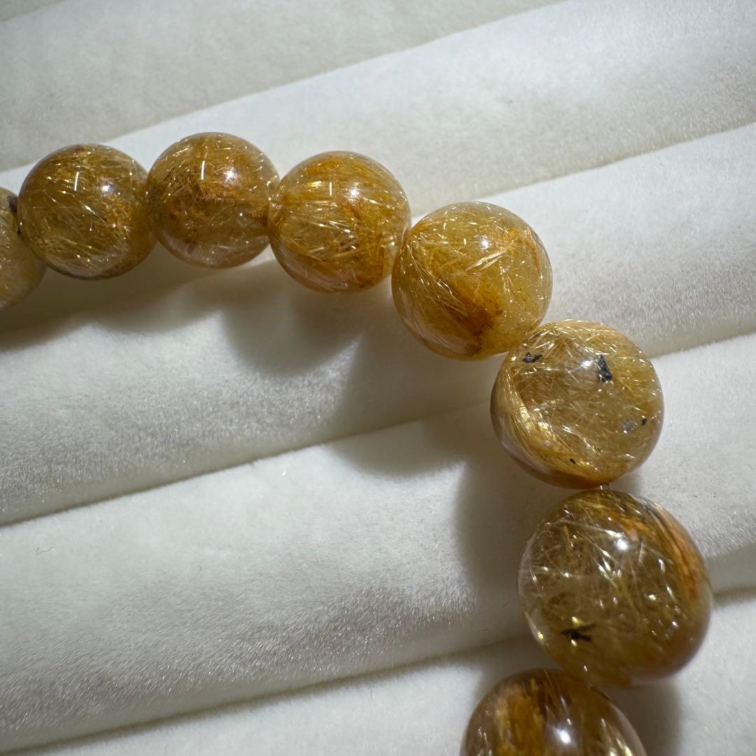 金運·極品満針ゴールドルチルクォーツ ブレスレット 10mm 天然石28.5g