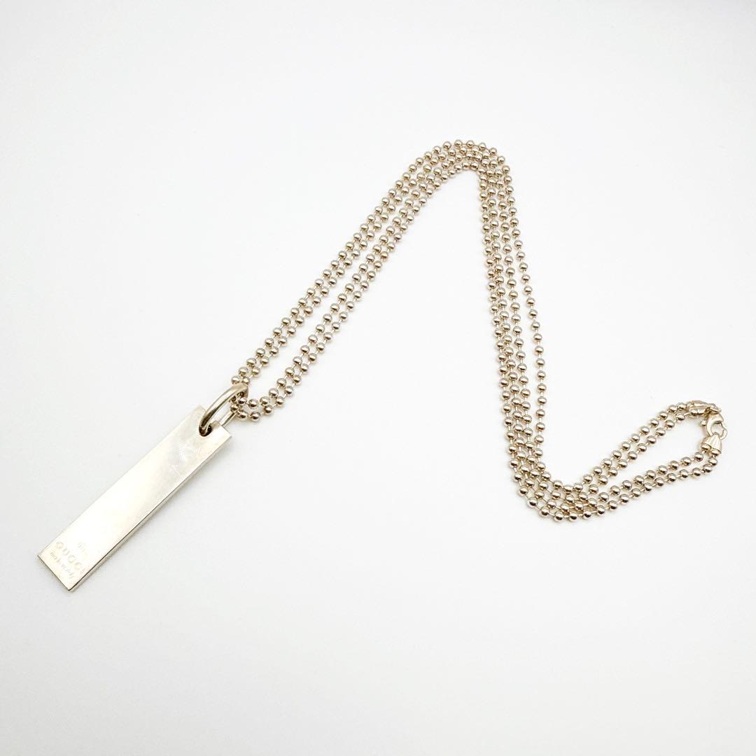 2942-3 人気✨GUCCI ダブルチェーンネックレス　プレート