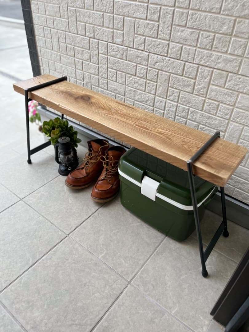 ▼最終▼ ベンチ ラック 玄関 花台 アイアン 古材 観葉植物 腰掛 95cm