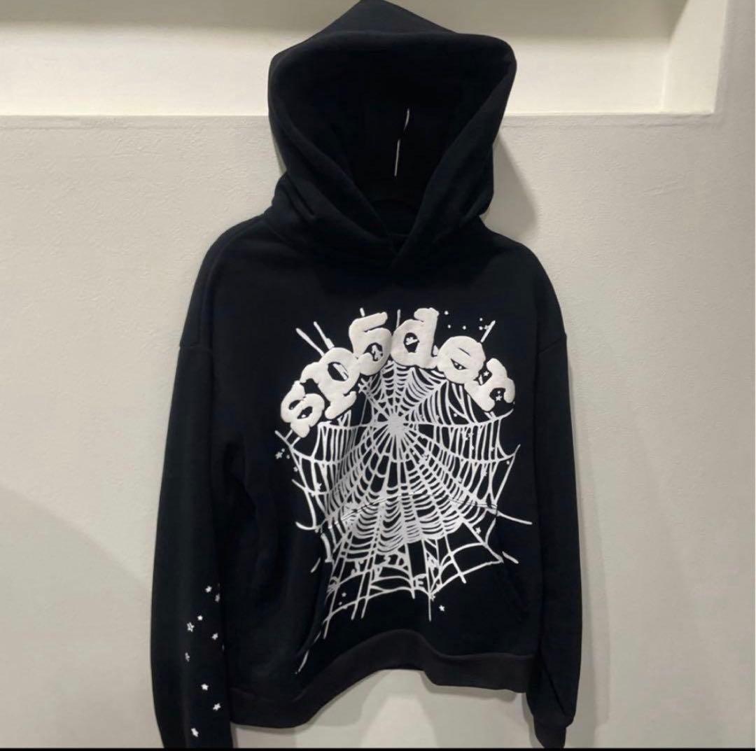 sp5der ブラックパーカー　S