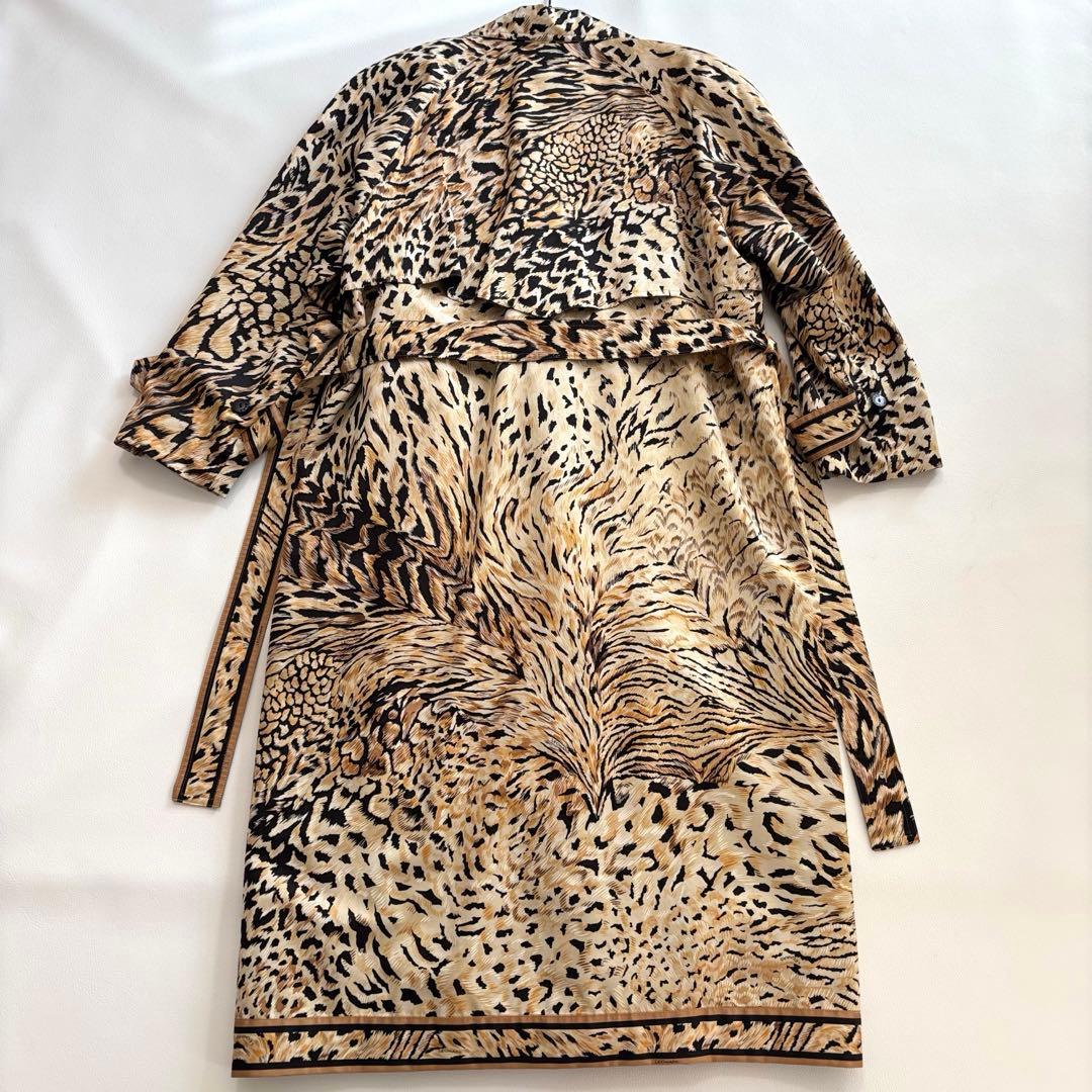 美品 レオナール シルクウール トレンチコート ライナー L レオパード柄