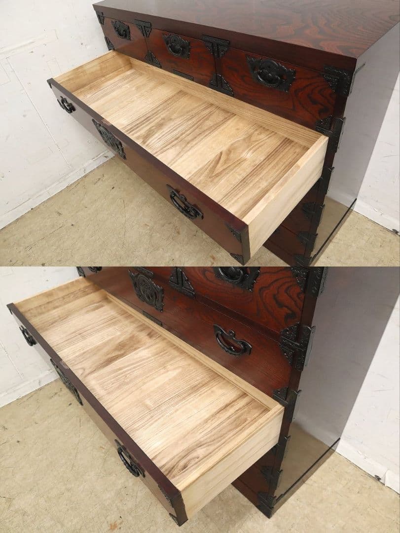 美品【岩谷堂箪笥】ケヤキ欅・5段7杯 整理箪笥 鍵付・チェスト・和箪笥◆民芸家具