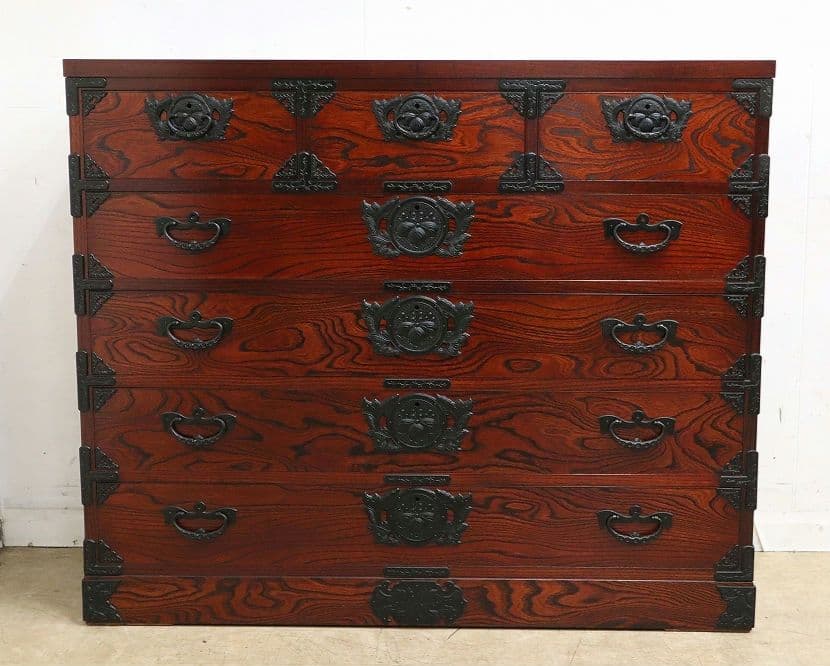 美品【岩谷堂箪笥】ケヤキ欅・5段7杯 整理箪笥 鍵付・チェスト・和箪笥◆民芸家具