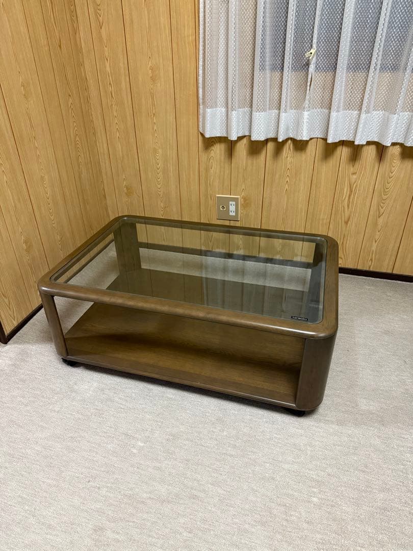 karimoku センターテーブル ガラス天板　キャスター付き