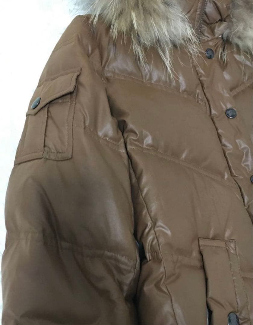 バーバリーブルーレーベル　ダウンジャケット　ラクーンファー　茶色　Mサイズ