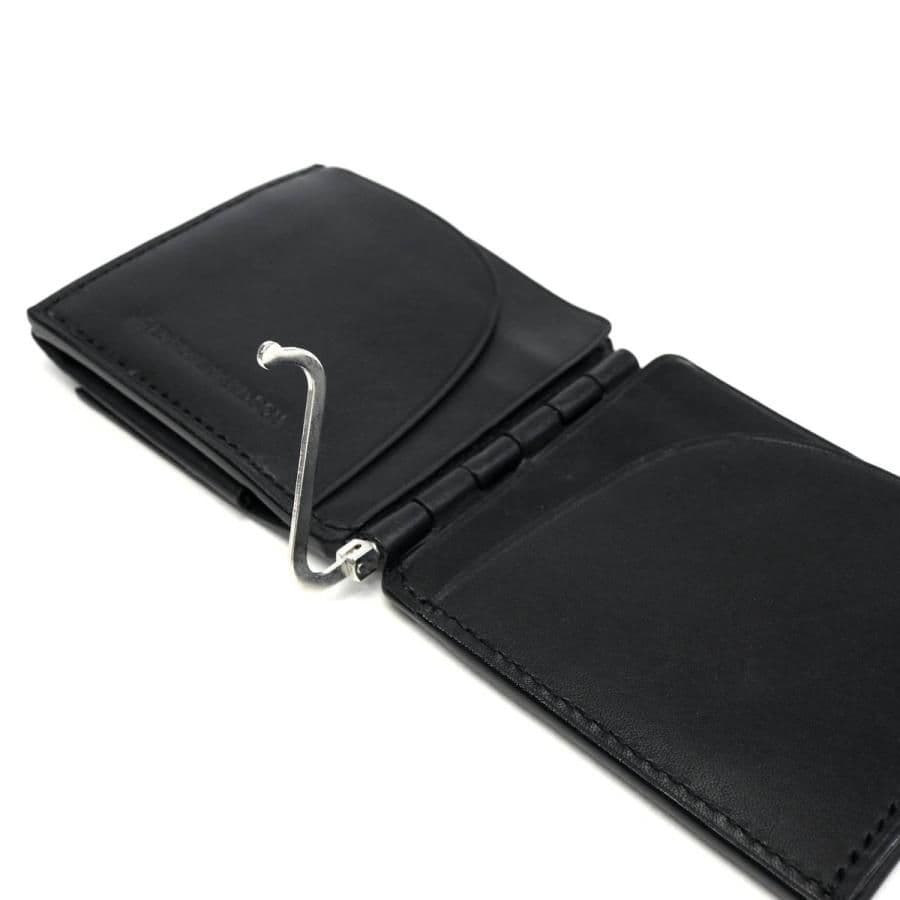 ブラックレザー マネークリップ コンパクト