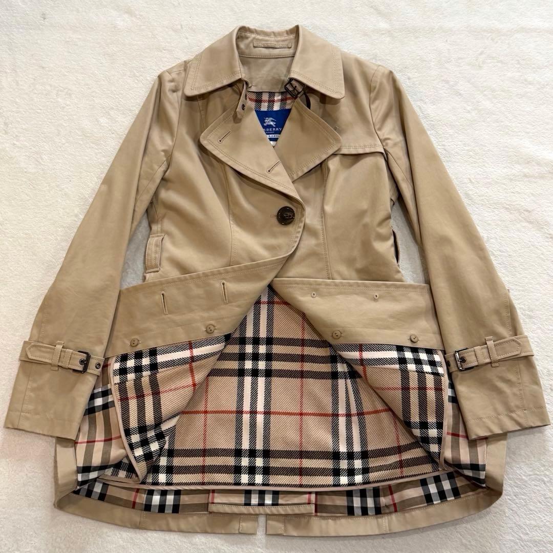 バーバリーブルーレーベル　トレンチコート　ライナー付　ノバチェック　ベージュ　L