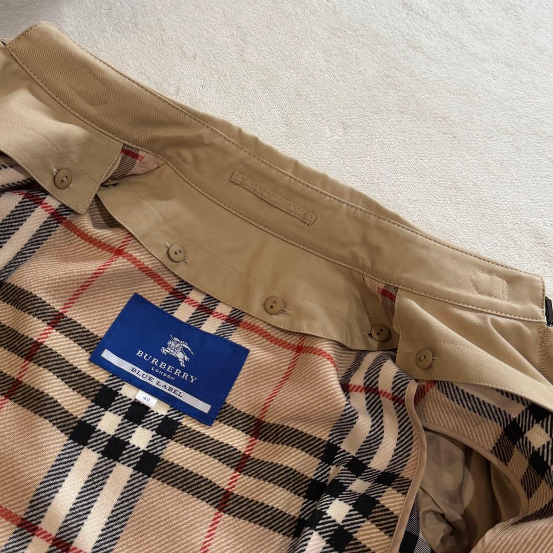 バーバリーブルーレーベル　トレンチコート　ライナー付　ノバチェック　ベージュ　L