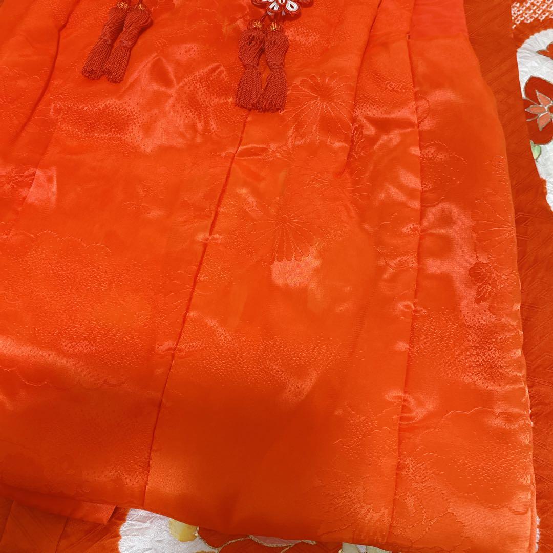 七五三 3歳 正絹 着物 被布 バッグ 草履 髪飾り セット