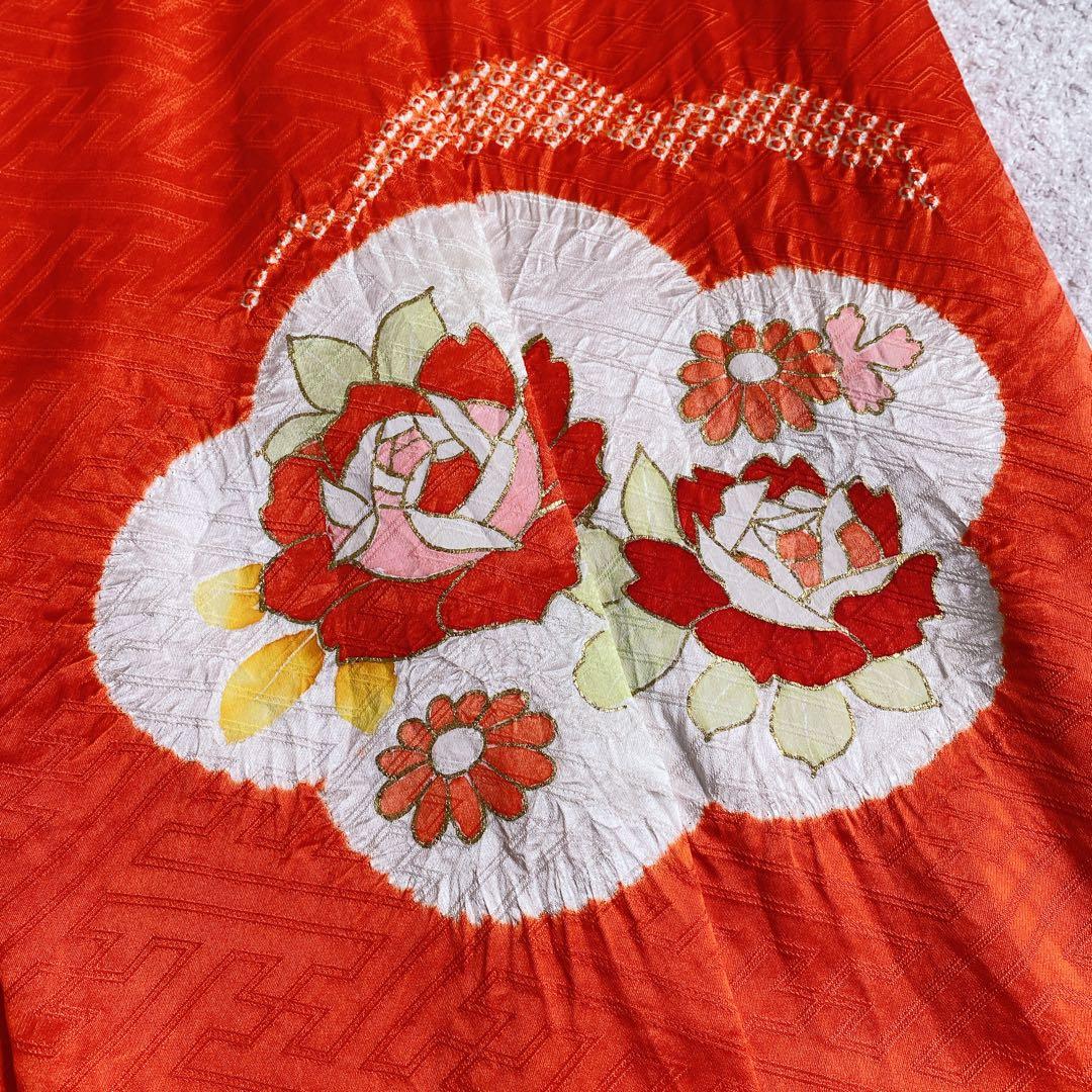 七五三 3歳 正絹 着物 被布 バッグ 草履 髪飾り セット