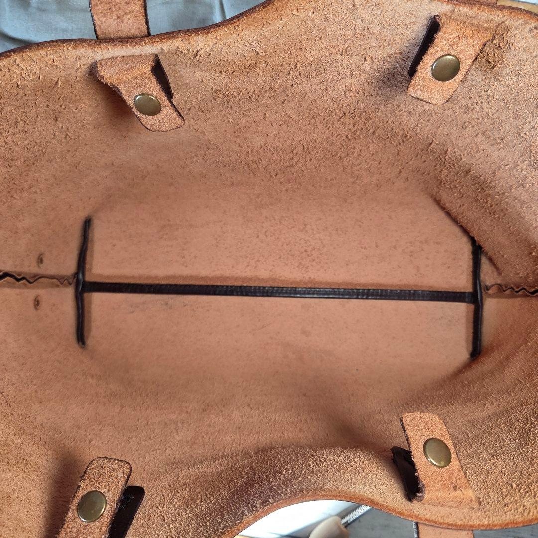 SLOW レザートートバッグ　バッグインバッグ　リネン