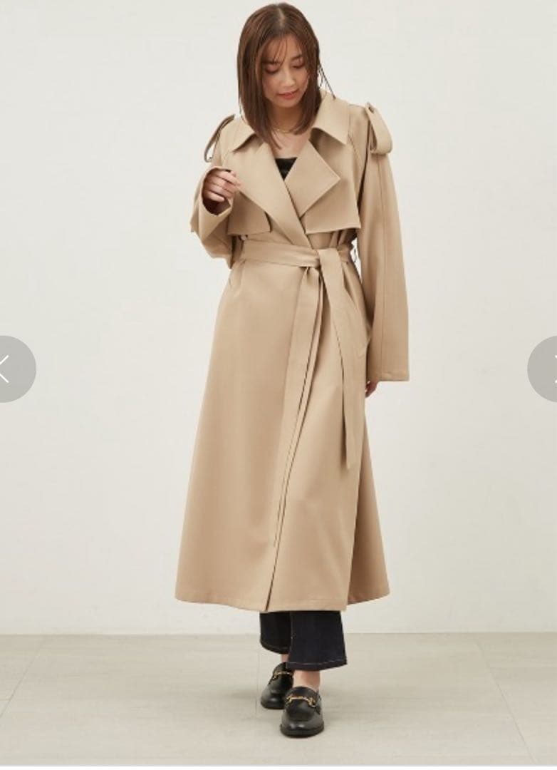 Mila Owen 共ベルト付肩章デザイントレンチコートベージュ 1サイズ