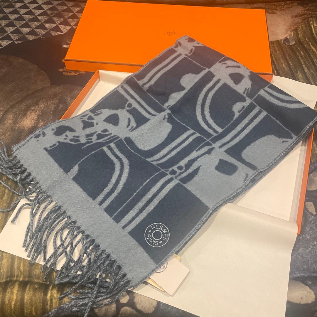 HERMES カシミアマフラー　新品未使用　箱付き