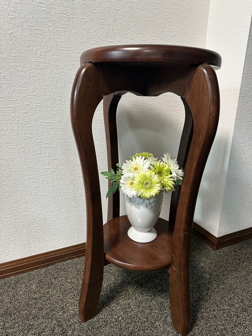 フラワースタンド 花台 二段ラック サイドテーブル 木製 飾り台 台 天然木