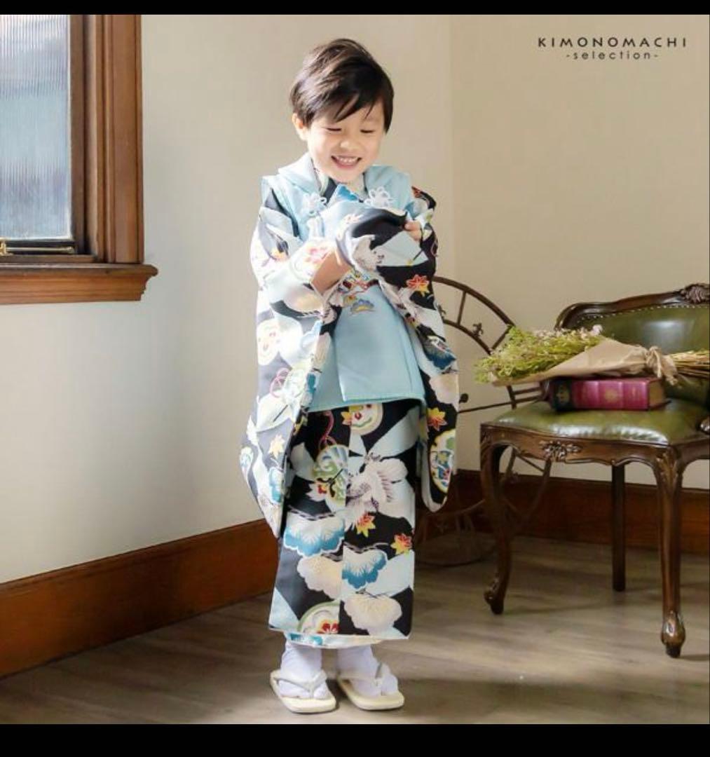 七五三 男の子 3歳 被布セット 小町kids 【鷹と松に七宝】 10点セット