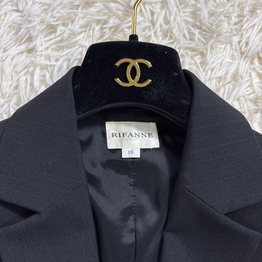 Rifanne リファンネ　スーツセットアップ　13号　ソワール　黒ストライプ