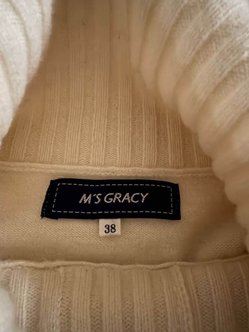 エムズグレイシー　リブ襟 花モチーフ 長袖ニット38