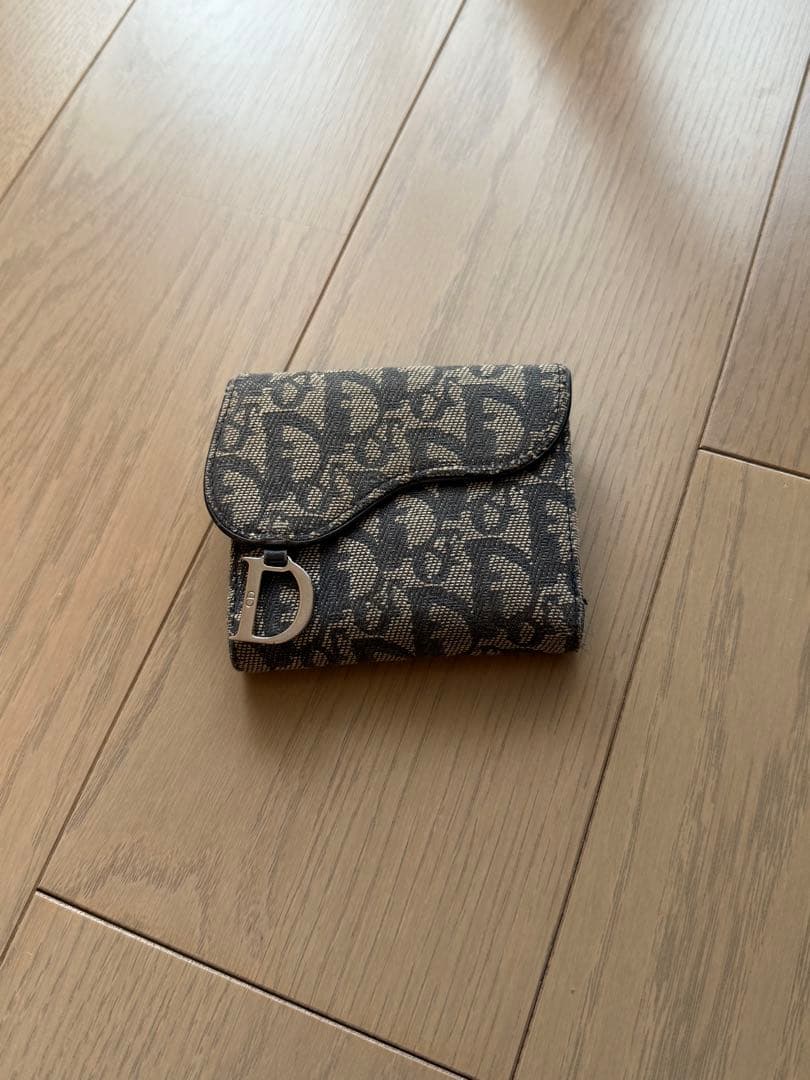 Dior 二つ折り財布 モノグラム柄 グレー系　正規