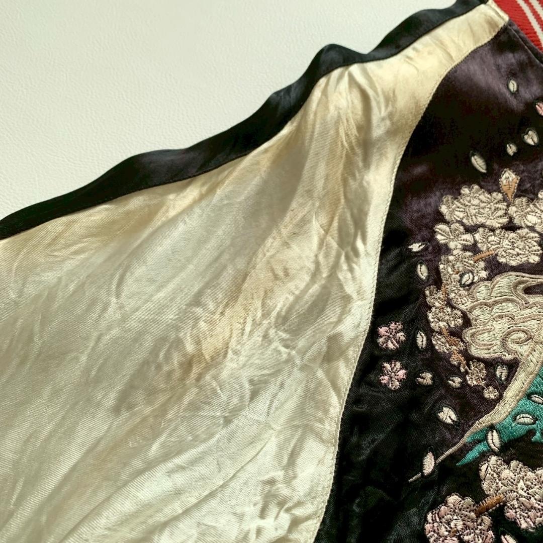 【ねこ】艦これ 島風 流儀圧搾 刺繍 リバーシブル スカジャン XL 黒