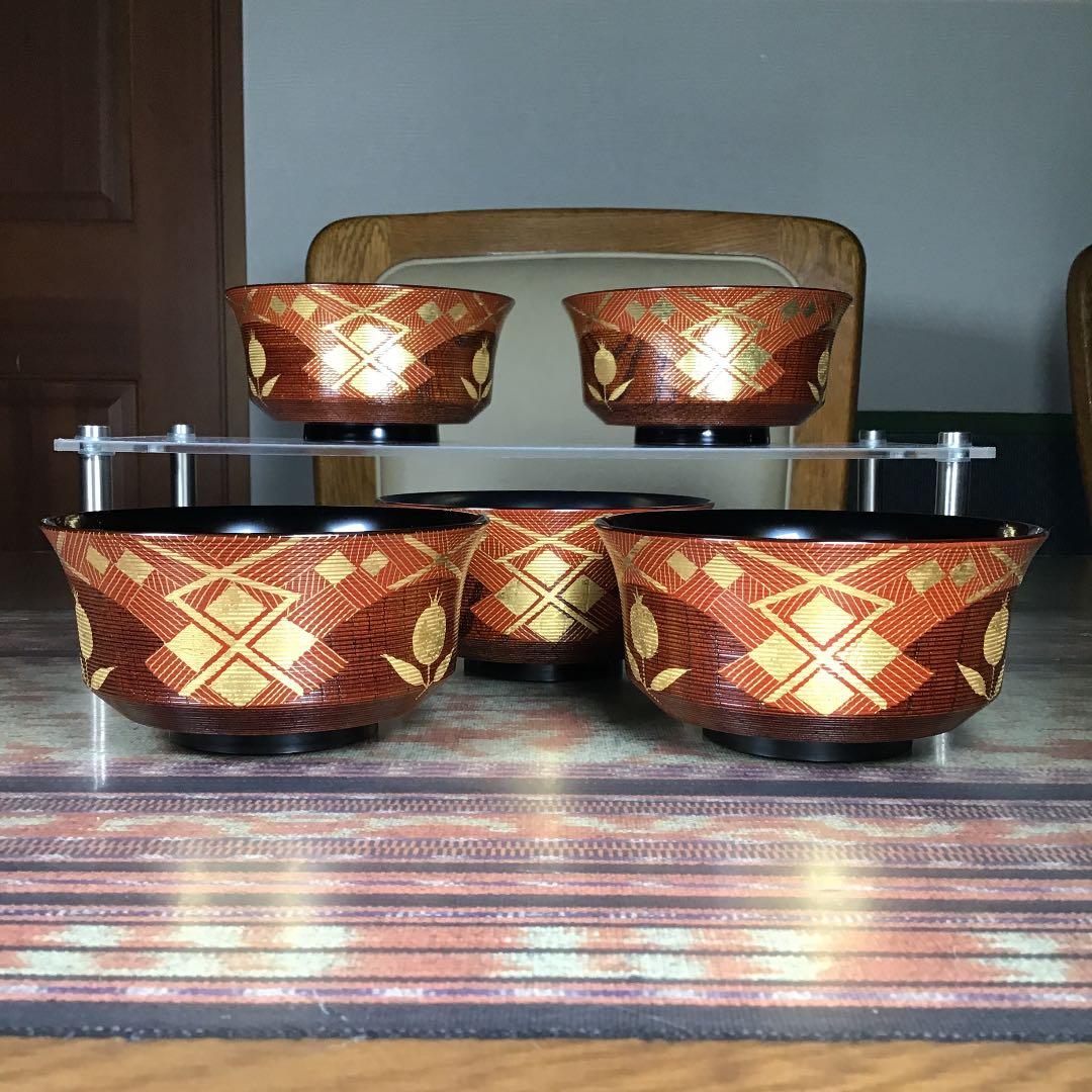 『メルうー特価』　秀衡塗　中鉢　5杯